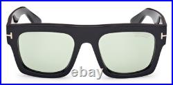 TOM FORD FAUSTO TF711 01N BLACK WithPHOTOCHROMIC LIGHT GREEN LENS SUNGLASSES 53-20