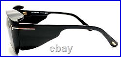 TOM FORD FENDER TF 799 01A Black Plastic Aviator Sunglasses Made in ITALY