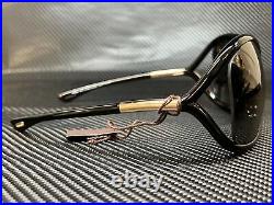 TOM FORD FT0009 01D Shiny Black Grey Polarized Oval 64 mm Women's Sunglasses