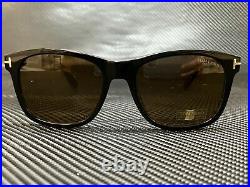 TOM FORD FT0595 01J Black Brown Rectangle Square Men's 55 mm Sunglasses