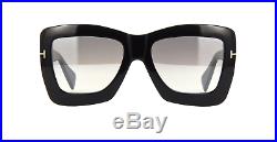 TOM FORD FT0664 01C Sunglasses Shiny Black Frame Smoke Mirror Lenses 55mm