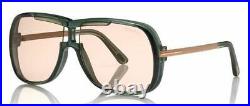 TOM FORD FT0800 93E Sunglasses Green Frame Brown Pink Lenses 62mm