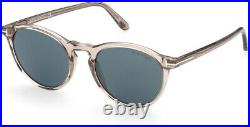 TOM FORD FT0904 57V Aurele Round Shiny Beige Blue 52 mm Men's Sunglasses