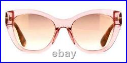 TOM FORD FT0940 72G Sunglasses Shiny Pink Frame Brown Mirror Lenses 56mm