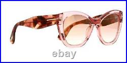 TOM FORD FT0940 72G Sunglasses Shiny Pink Frame Brown Mirror Lenses 56mm