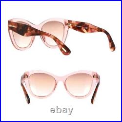 TOM FORD FT0940 72G Sunglasses Shiny Pink Frame Brown Mirror Lenses 56mm