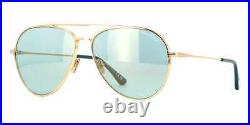 TOM FORD FT0996 28X Sunglasses Shiny Rose Gold Frame Blue Mirror Lenses 62mm