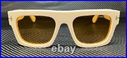 TOM FORD Fausto TF0711 25E Shiny Ivory Yellow Men's 53 mm Sunglasses