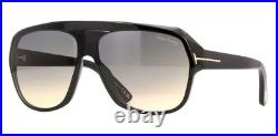 TOM FORD HAWKINGS-02 FT0908 01B Sunglasses Black Frame Gradient Lenses 62mm