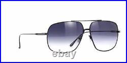TOM FORD JOHN-02 FT0746 01W Sunglasses Black Frame Blue Gray Gradient Lens 62mm