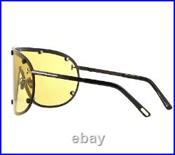 TOM FORD Kyler FT1043 02E Sunglasses Matte Black Frame Yellow Brown Lenses