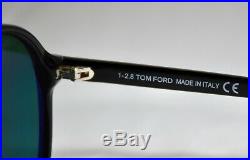 TOM FORD LENNON-02 TF645 01N SHINY BLACK GREEN LENSES AVIATOR SUNGLASSES. 57mm