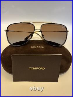 TOM FORD LEON TF1071 30F Gold Brown Metal Aviator Sunglasses Authentic 1071