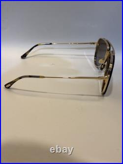 TOM FORD LEON TF1071 30F Gold Brown Metal Aviator Sunglasses Authentic 1071