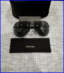 TOM FORD Luca Black Metal Acetate Aviator Sunglasses