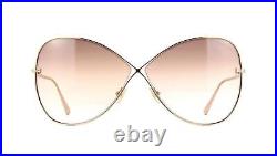 TOM FORD NICKIE FT0842 28F Sunglasses Rose Gold Frame Brown Gradient Lenses 66mm