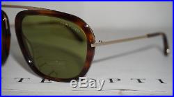 TOM FORD New Sunglasses Dark Havana Brown Gold Green Johnson GTF453 52N 57 18
