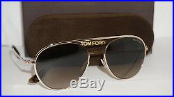 TOM FORD New Sunglasses Keith-02 Gold Aviator Brown TF599 28K 55 19 145