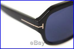 TOM FORD OMAR TF465 01V 59mm Mens Plastic Square Aviator Sunglasses BLACK BLUE