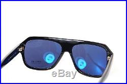 TOM FORD OMAR TF465 01V 59mm Mens Plastic Square Aviator Sunglasses BLACK BLUE