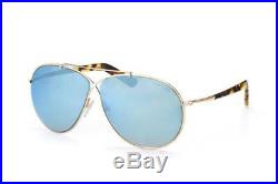 TOM FORD Oversized EVA Sunglasses Gold Frame/Blue Mirror Lens TF 374-28X NIB