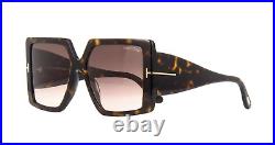 TOM FORD QUINN FT0790 52F Sunglasses Havana Frame Gradient Brown Lenses 57mm