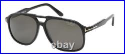 TOM FORD RAOUL FT0753 01D Sunglasses Black Frame Gray Polarized Lenses 62mm