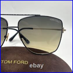 TOM FORD REGGIE TF838 01B Gold Black Metal Geometric Sunglasses Authentic 838