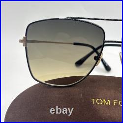 TOM FORD REGGIE TF838 01B Gold Black Metal Geometric Sunglasses Authentic 838
