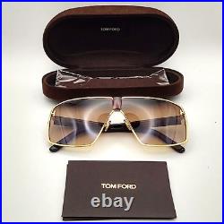 TOM FORD RENO FT0911 30F Sunglasses Gold Frame Brown Lenses 66 mm