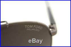 TOM FORD RICK POLARIZED 0378 10D 60mm Men Large Aviator Sunglasses GUNMETAL GREY