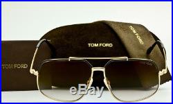 TOM FORD RONNIE FT0439 01G Gold-Black-Brown Gradient Aviator 60mm TF439 NEW CASE