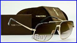 TOM FORD RONNIE FT0439 01G Gold-Black-Brown Gradient Aviator 60mm TF439 NEW CASE