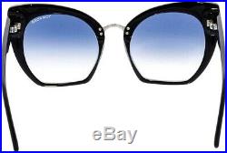 TOM FORD SAMANTHA-02 TF 553 01W Black Silver Blue Gradient Lens Women Sunglasses