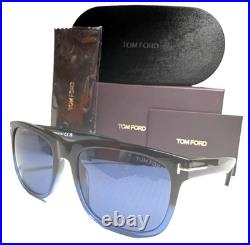 TOM FORD STEPHENSON TF775 55V SHINY BLACK WithBLUE LENS AUTHENTIC SUNGLASSES 56-19