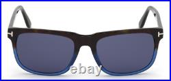 TOM FORD STEPHENSON TF775 55V SHINY BLACK WithBLUE LENS AUTHENTIC SUNGLASSES 56-19