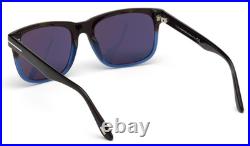TOM FORD STEPHENSON TF775 55V SHINY BLACK WithBLUE LENS AUTHENTIC SUNGLASSES 56-19