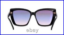 TOM FORD Scarlet 02 FT0920 01B Shiny Black Grad Blue Pink 57 Women's Sunglasses
