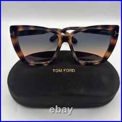 TOM FORD Scarlet-02 FT0920 53P Shiny Havana Grad Teal 57 mm Women's Sunglasses
