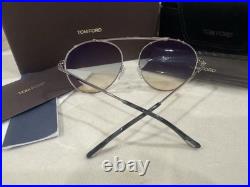 TOM FORD Sunglasses AUTHENTIC Simone Ft0571/s TF571 Silver Blue Brown Aviator TOM FORD Sunglasses AUTHENTIC Simone Ft0571/s TF571 Silver Blue Brown Aviator