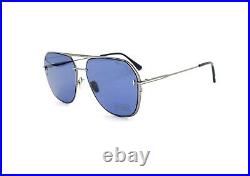 TOM FORD TF 0947-D Sunglasses 12V Dark Ruthenium / Blue lenses 62 new