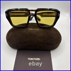 TOM FORD TF 1202 ICON collection Sunglasses 52E Havana / Amber lenses 56 New