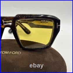 TOM FORD TF 1202 ICON collection Sunglasses 52E Havana / Amber lenses 56 New
