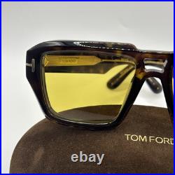 TOM FORD TF 1202 ICON collection Sunglasses 52E Havana / Amber lenses 56 New
