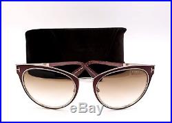 TOM FORD TF 373 48F Nina Cat Eye Retro Sunglasses Brown Gold New