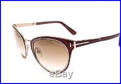 TOM FORD TF 373 48F Nina Cat Eye Retro Sunglasses Brown Gold New