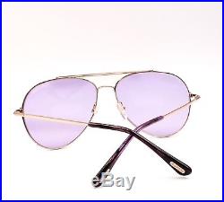 TOM FORD TF 497 28Y Indiana Aviator Sunglasses Rose Gold Violet New
