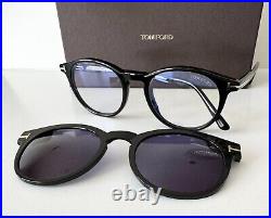 TOM FORD TF 5823-H-B ECO 001 BLACK ROUND CLIP ON EYEGLASSES SUNGLASSES NEW 50mm