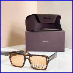 TOM FORD TF1153 Tortoiseshell Frame Clear Brown Lens Sunglasses 56 19-145
