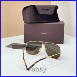 TOM FORD TF1204 Gold-Frame Gray-Lens Aviator Sunglasses 63 11-140